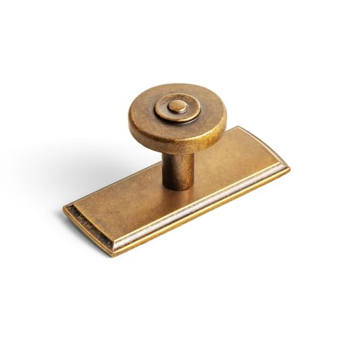 Deuschwer 6 Pack Antique Brass Cabinet Knobs with Backplate, Vintage
