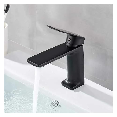 Grue de robinet or brossé monotrou pour pont de lavabo chromé noir - 7