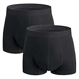 REELINDRY Ropa interior absorbente a prueba de fugas para incontinencia para hombre, pantalones cortos reutilizables con cintura cubierta, paquete de 2 (negro, M)