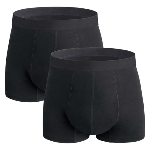 REELINDRY Ropa interior absorbente a prueba de fugas para incontinencia para hombre, pantalones cortos reutilizables con cintura cubierta, paquete de 2 (negro, M)