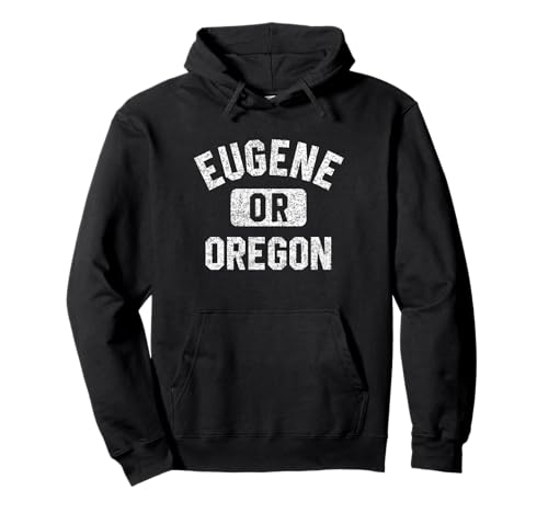 Eugene Oregon Gym Distressed White Pullover Hoodie