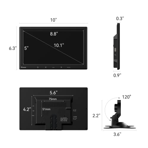 Eyoyo 10 Inch Monitor, 1024X600 Small Hdmi Monitor, Hdmi Vga Av Monitor With Remote Control & Speaker, Portable Display For Gaming Raspi Pc Dvd Car #TOP4
