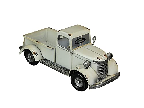 Your Heart's Delight Rustic White Antique Pickup Truck Vintage Planter Indoor Outdoor Retro Decor 12.5 Inches Long