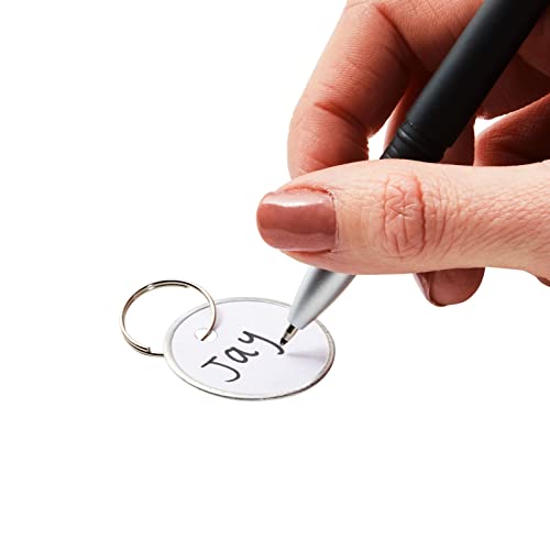 Etiquetas para llaves blancas en blanco, llavero de anillo dividido para clasificar, 100 ud 6