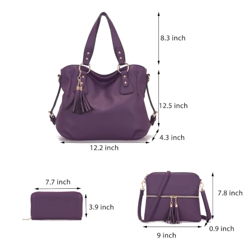 Image of Qiyuer Slouchy Handbag for Women Shoulder Bag Hobo Purse Wallet Set 3pcs