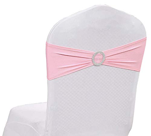 Events N Fabrics Spandex Elastic Stretch Lycra Funda Para Silla Fajas Bandas Arcos Faja Con Hebilla Para el banquete de boda en CASA Decoraciones Para banquetes de Navidad | 125 Pièces | Rose Pâle