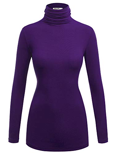 Image of Lock and Love Women's Turtleneck Top Lightweight Long Sleeve Slim Fit Pullover, Soft Rayon Stretch Layering Basic, S-3XL