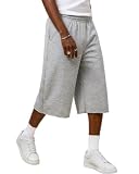 SolegaLume Men’s Baggy Sweat Shorts Under the Knee, Raw Hem Casual Gym Y2K Loose Fit Shorts with...