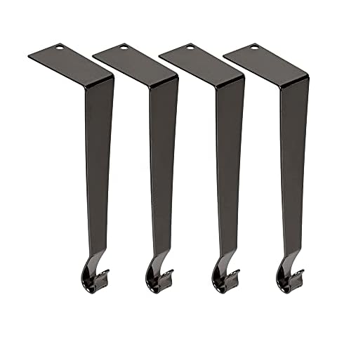 JEKOSEN 2021 Christmas Stocking Holder Set of 4 Hanger Hook Fireplace/Mantel Gold Color Plating Hook Home Decoration 4 Pack (Black Color) Cover