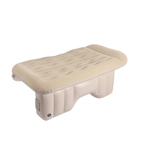qiyue 車中泊エアマット エアポンプ付 折りたたみ可能 旅行・キャンプ 車内寝具 柔らかい (ベージュ色)