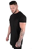 YoungLA Mens Designer Fitted T-Shirts Long Drop Cut Tee Workout Gym 402 Bk M Black