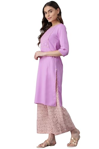 Image of Aurelia Women's Polyester Kurta And Palazzo Set (Straight Palazzo)