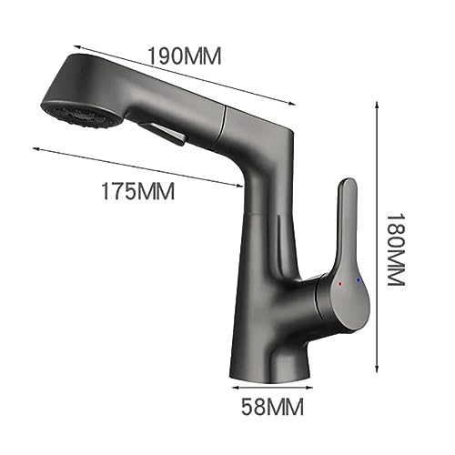 Robinet de lavabo extractible chrome mitigeur rotatif à 360 degrés