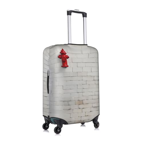 Old White Brick Wall Tsa Approved Luggage Cover For 18-32 Inch Suitcases Scratch-Resistant Stretch Luggage Cover3