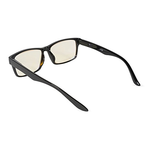 Inner Vision Eye Strain Relief Computer Screen Reading Glasses w/Case - Anti Blue Light, Anti Glare, Scratch Resistant, Spring Hinges - Unisex, (1.0 x Magnification), Black