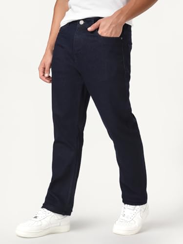 Image of Urbano Fashion Men's Straight Fit Heavy Washed Denim Jeans Stretchable