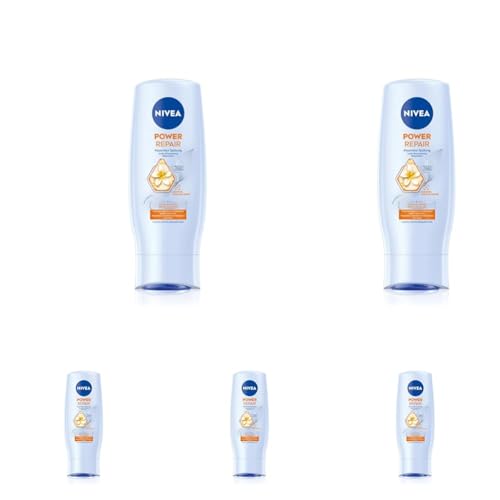 NIVEA Power Repair Reparatur Spülung (200 ml), reparierende Haarspülung mit Squalan Serum und Monoi-Öl, pflegender Conditioner für gesunde Haare und mehr Glanz (Packung mit 5)