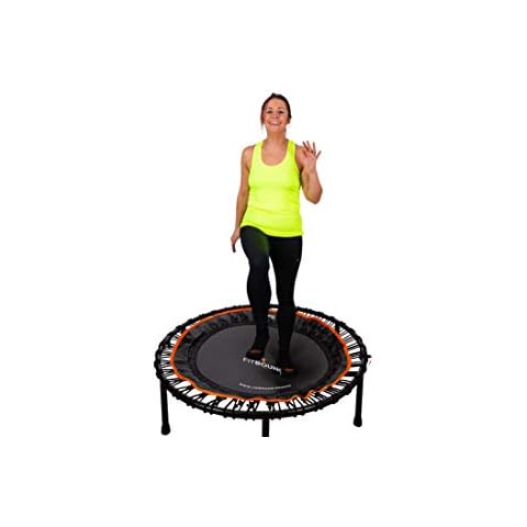 FIT BOUNCE PRO XL Premium Bungee Rebounder USA | Half Folding Silent Indoor Mini Trampoline | Adults & Kids | DVDs & Online Workouts | Extra Large Bounce Area | Max Load 400lbs | Ready Assembled Cover