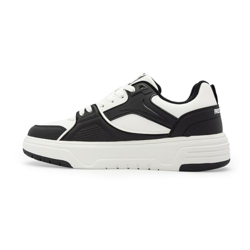 Image of Red Tape Men's Sneakers Black White Pu Round Toe Lace-Up