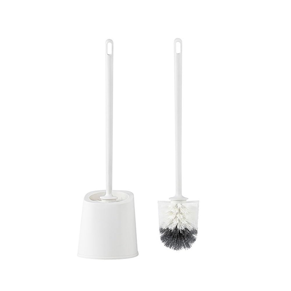 toilet brushes & holders Toilet Brush Punch-free Thickened Plastic Long Handle Bathroom Supplies with Base(White)