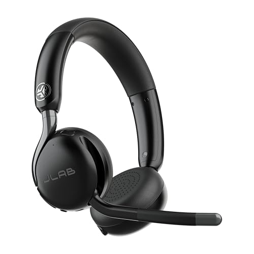 JLab Go Work 3 Cuffie Bluetooth On Ear con Microfono per PC USB - Cuffie Wireless da Ufficio, 70+ Ore di Autonomia, Cancellazione del Rumore, Multipoint, Dongle USB-C, Padiglioni Cloud Foam