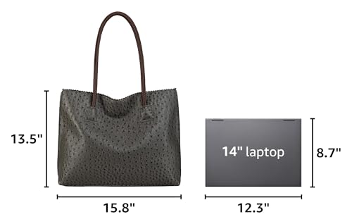 Image of Milan Chiva Tote Bag for Women with Zipper Large Ostrich Vegan Leather Shoulder Purses and Handbags