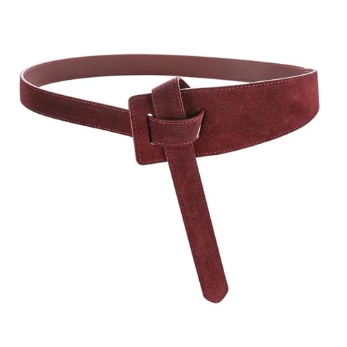 Decorative Belt Knotted Belts For Women Belt Lady Waistband Soft Leathe Waist Belt Straps Long Dress Coat Accessories for Country Concert Outfit(Ancora Red)
