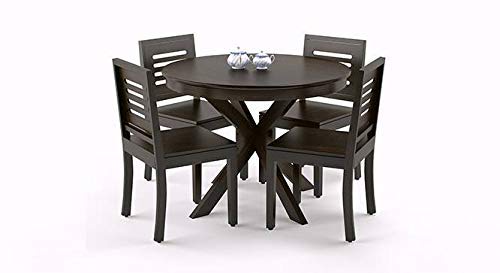 Image of VK Furniture Solid Sheesham Wood Dining Table Set 4 Seater with 4 Chairs | Modern Dining Room Set | Mahogany Finish