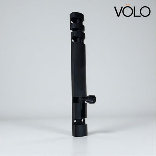 Image of VOLO Aluminium Tower Bolt with Stainless Steel Rod - Heavy Duty Door & Window Latch for Home and Office | Main Door Tower Bolt | Kundi /Chitakini | Pack of 2 Pieces (Black, 6 Inch)