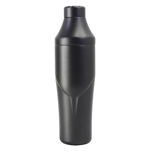 Lexenic Silvery Black Double Wall Cocktail Shaker,24OZ Premium 18/8 Stainless Steel,Effortless Twist Opening Lids,Measurements in the Lid (Silvery Black)