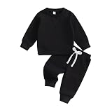 Karesoull Newborn Baby Boy Clothes Fall Winter Pants Set Solid Color Long Sleeve Sweatshirts Cotton Sweatsuit Outfits 2PCS