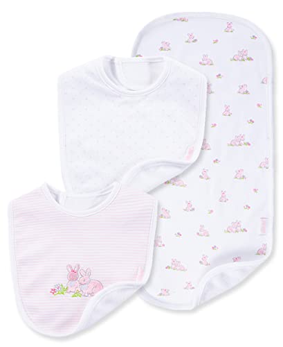 Image of Little Me Clothes for Baby Boys’ and Girls’ 2 Bibs and 1 Burp Cloth Set, Soft Cotton Feeding Essentials with Velcro Closures