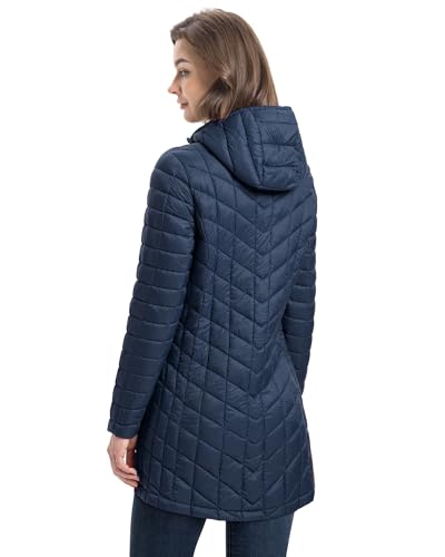 33,000ft Women's Long Puffer Jacket with Hood, Lightweight Warm Puffy Quilted Winter Coats