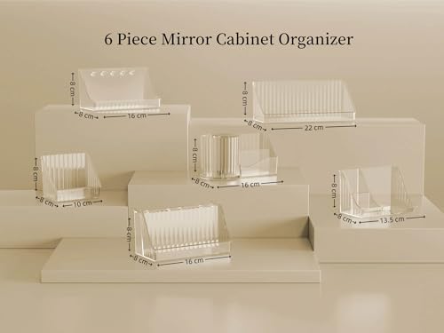 RMAN 6 Stücke Spiegelschrank Organizer Kunststoff Make up Organizer für Bathroom Schminktisch Desktop Behälter Storage Box zur Aufbewahrung von Pinseln, Lippenstift, Hautpflegeprodukten