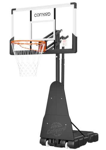 Image of Cofiyard Basketball Hoop Outdoor with 44&48&54 Inch Shatterproof Backboard,10FT Height Portable Basketball Hoop with Sandbag, Adjustable Basketball Goal with Wheels