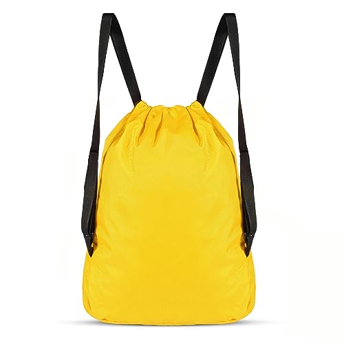 Image of DIVULGE Meteor Yellow 16 liters Polyester Drawstring bag, daypack Gym bag Rucksack Backpack With Zip Pocket