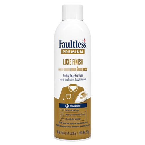 Image of Faultless Limited Edition Premium Luxe Ironing Spray Starch, 567g | Pro Grade All Color Formula | Spray & Iron for Dry Cleaner Results | Odor-Neutralizing | Wrinkle-Free | Imported from USA