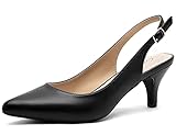 Greatonu Womens Black Sexy Pointed Closed Toe Comfortable Slingback Pumps Court Shoes Size 10 US / 41 EU