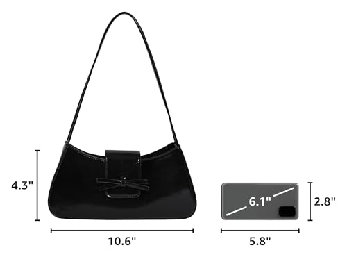 Image of Shoulder Bag for Women, Hobo Handbags Trendy Y2K Purses Patent Leather Clutch Bag Cute Bow Purse