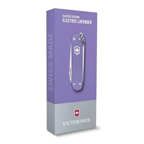 Image of Victorinox Classic SD Alox Swiss Army Knife, Compact, 5 Functions, Swiss Made Pocket Knife with Small Blade, Screwdriver and Key Ring - Electric Lavender (Purple)