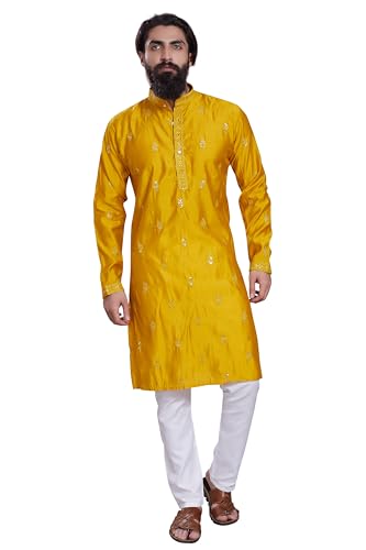 Image of DIVISIVE Men's Embroidered Cotton Silk Blend Only Slim Fit Kurta
