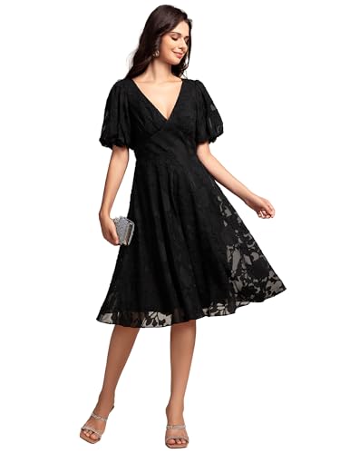 Robe de cocktail Ever-Pretty col V avec manches courtes pour un look fluide en soirée