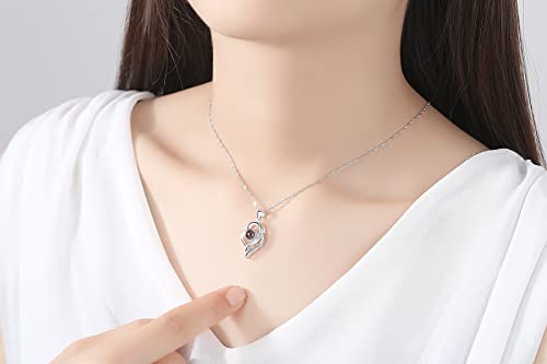 Womens 925 Sterling Silver Projection Pendant Necklaces 5A Cubic Zirconia Lifting Rose Flowers Giftable Box Birthday Valentine’s Day Anniversary Jewelry Gift For Women Wife Mom Girlfriend Girls #TOP6