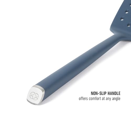 Image of Calphalon Edge Silicone Slotted Turner, Flexible Silicone Slotted Spatula with Reinforced Core, Heat-Resistant Nonstick-Safe Turner for Draining, Navy