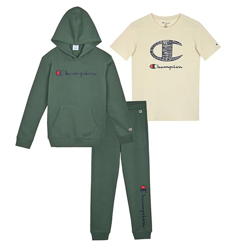 Champion Boys Sweatsuit Set for Kids 3 Piece Boys Hoodie Jogger and Tee Shirt Tracksuit Outfit