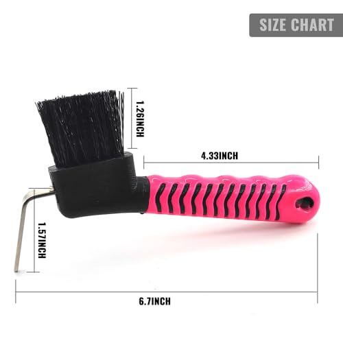 Stiff Bristled Horse Hoof Pick Brush with Soft Rubber Handle, Portable (2PCS, Random Color)