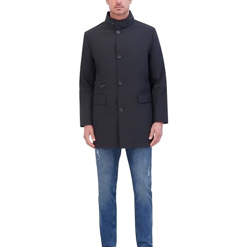 Kenneth Cole Men's Sb Button Front Poly Rain Tech with Dual Pocket Trim