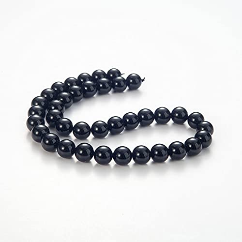Image of 100Pcs Natural Stone Beads 8mm Black Oynx Round Gemstone Loose Beads with Elastic Bracelet String for Bracelets Necklace Jewelry Making