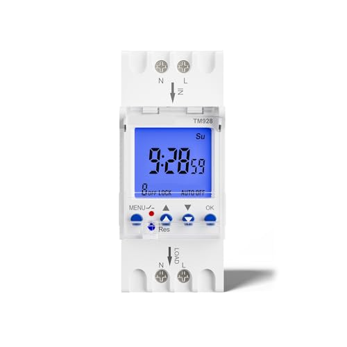 1 Second to 168 Hours Programmable Electronic Time Clock 16A 30A 110V 220V Big LCD Backlight Display Timer 1Pcs(TM928H-10A)