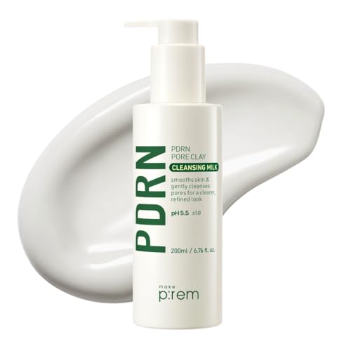 MAKE P:REM PDRN Pore Clay Cleansing Milk, Hydrating Gentle Face Wash for Sensitive Skin, Korean Face...